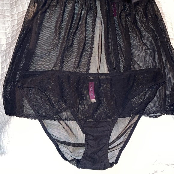 NWT 2PC ADORE ME BABYDOLL WITH MESH PANTIES SZ 3X BLK - Picture 2 of 10